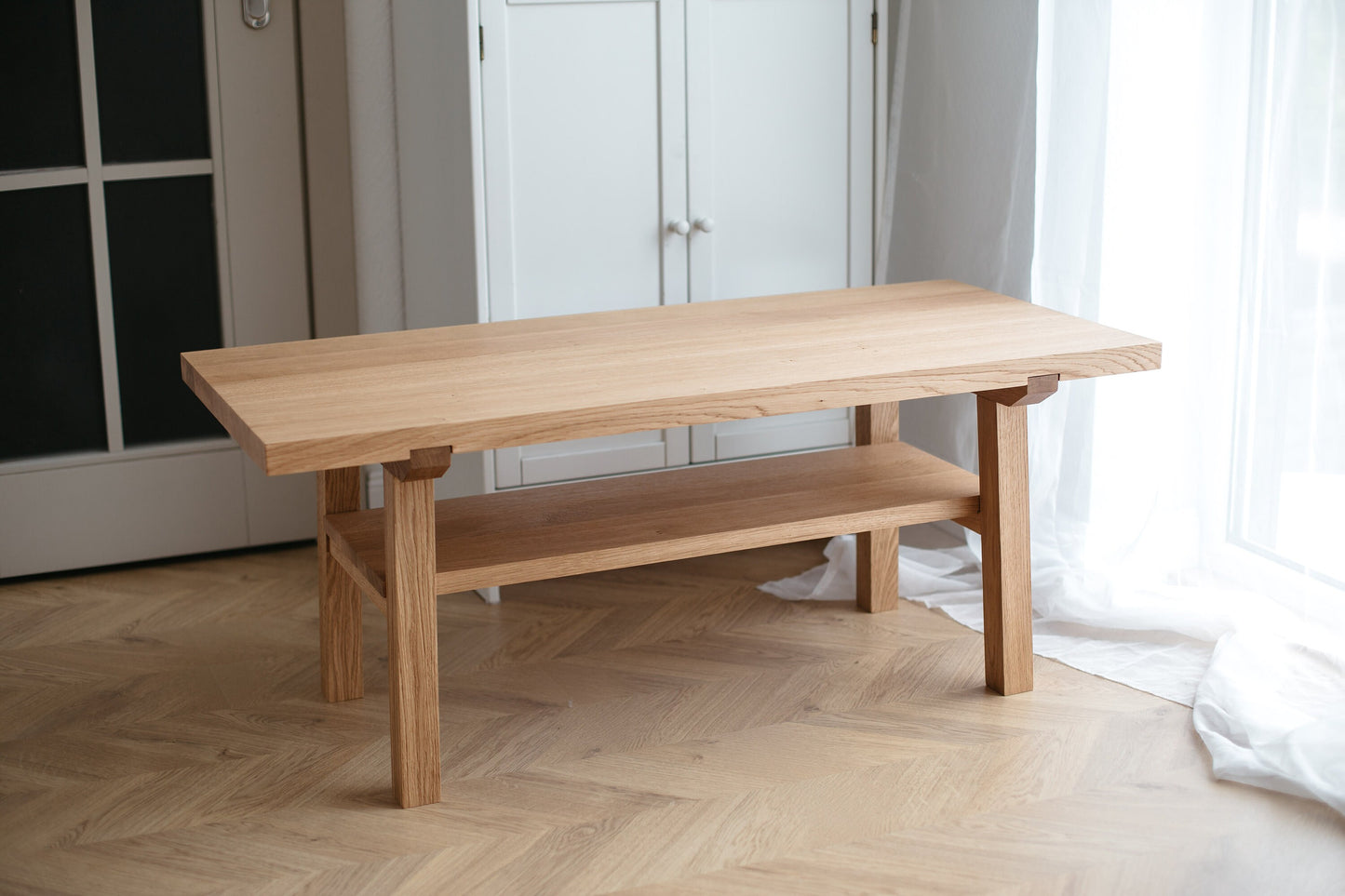 Scandinavian Style Wooden Coffee Table – Handmade Natural Oak Design