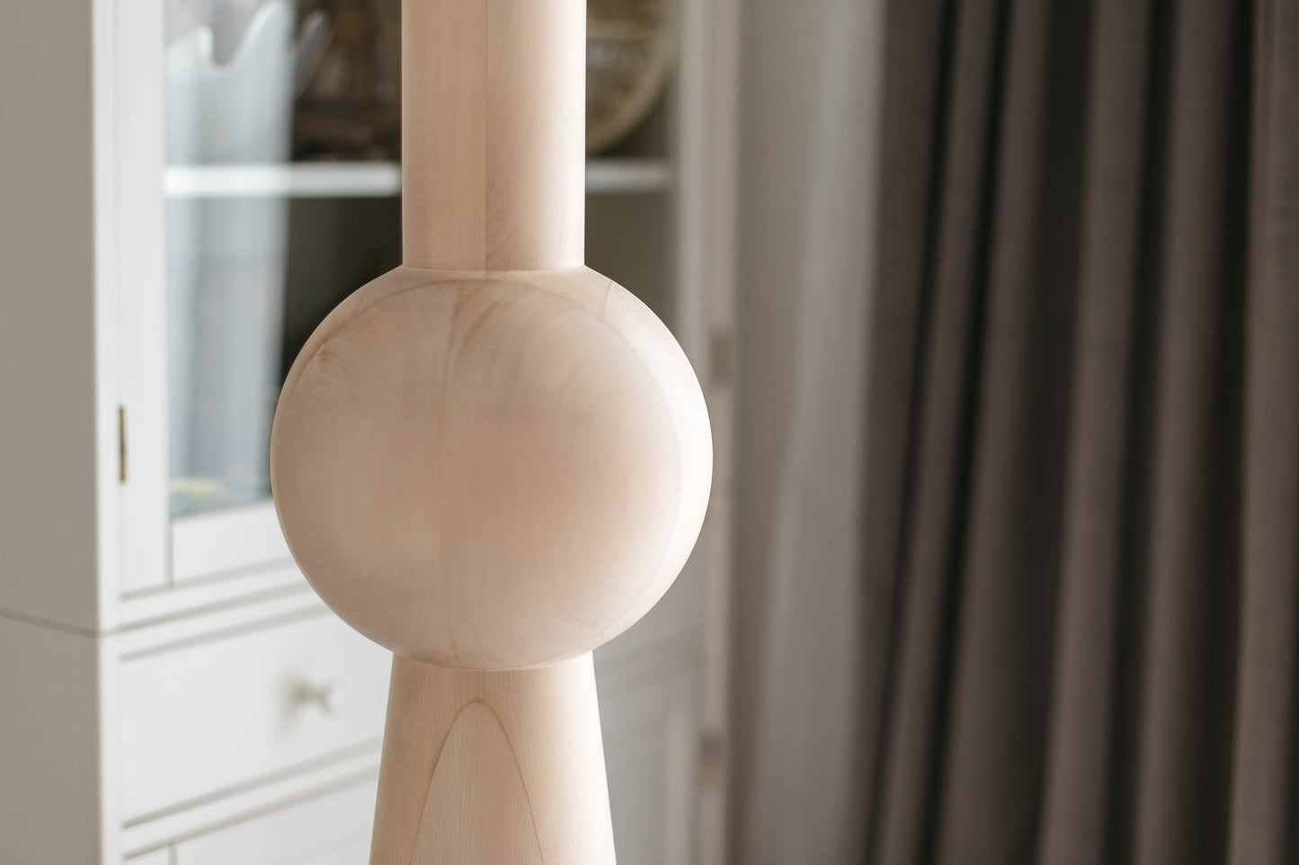 Wooden Table & Kitchen Island Leg with Center Sphere – Handmade, H943 mm
