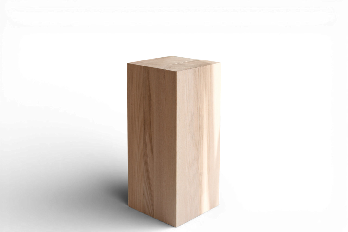 Solid Ash Wooden Coffee Table Block – Handmade Pedestal Table, H450 mm