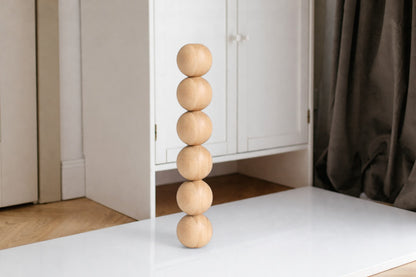 Wooden Table Leg – Six Spheres Turned Design, 491 mm