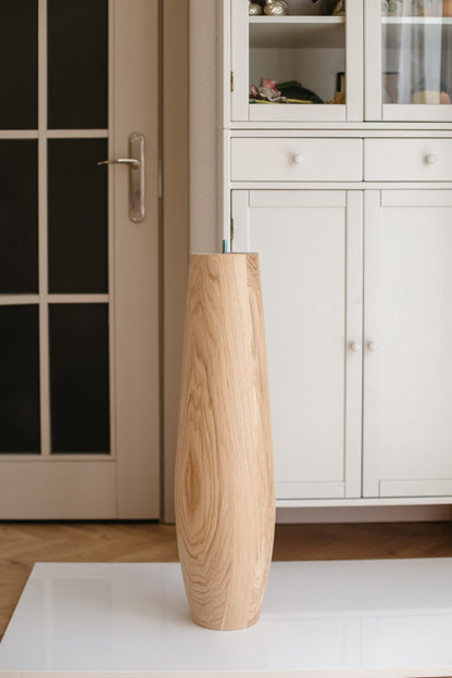 Oval Wooden Table Leg – Lathe-Turned Furniture Support, H736 mm