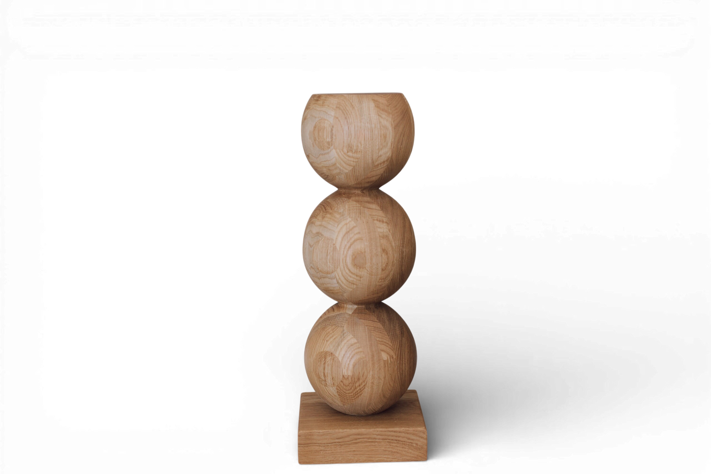 Elegant Wooden Bedside Table with Central Sphere Accent – Handmade Design, H495 mm