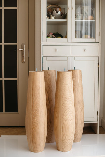 Oval Wooden Table Leg – Lathe-Turned Furniture Support, H736 mm