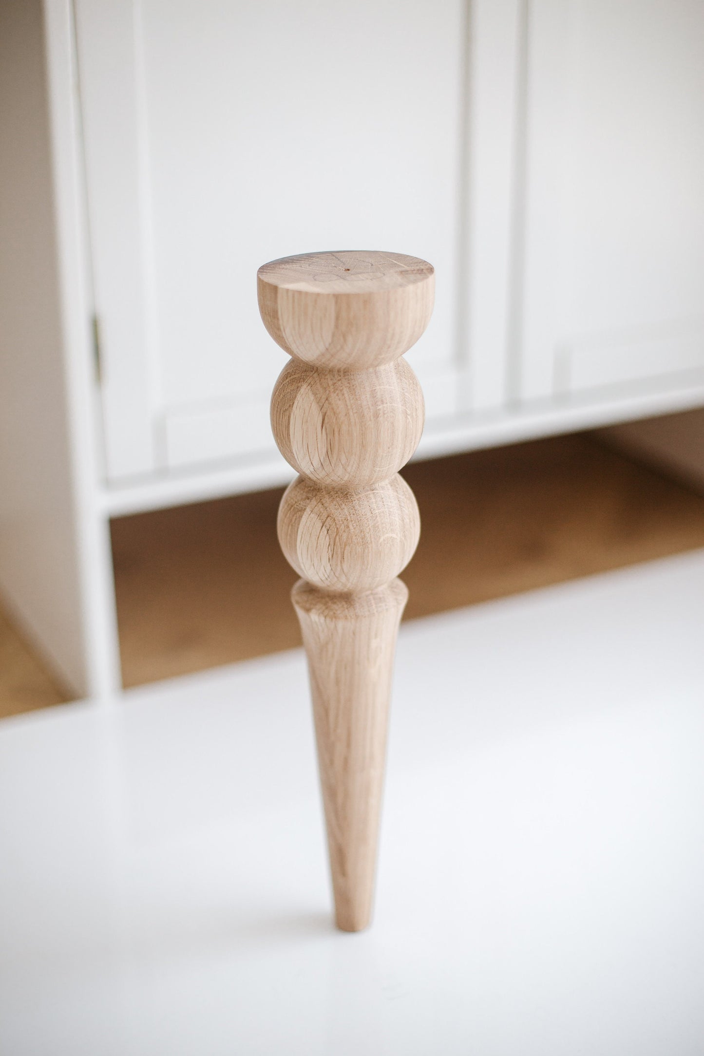 Tapered Wooden Furniture Legs with Double Ball Detail – Lathe-Turned Design, H350 mm