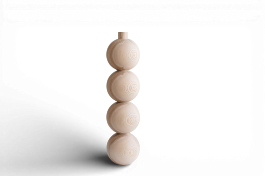 Wooden Furniture Leg with Four Sphere Details – Lathe-Turned Design, H670 mm
