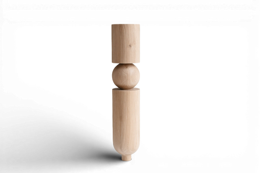 Wooden Table & Bar Leg with Rounded Sphere Detail – Lathe-Turned Design, H690 mm