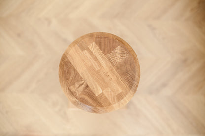 Elegant Wooden Bedside Table with Central Sphere Accent – Handmade Design, H580 mm