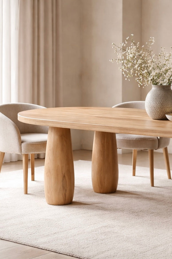 Solid Oak Table Legs Set of 4 – Oval Wooden Dining Table Legs 736 mm
