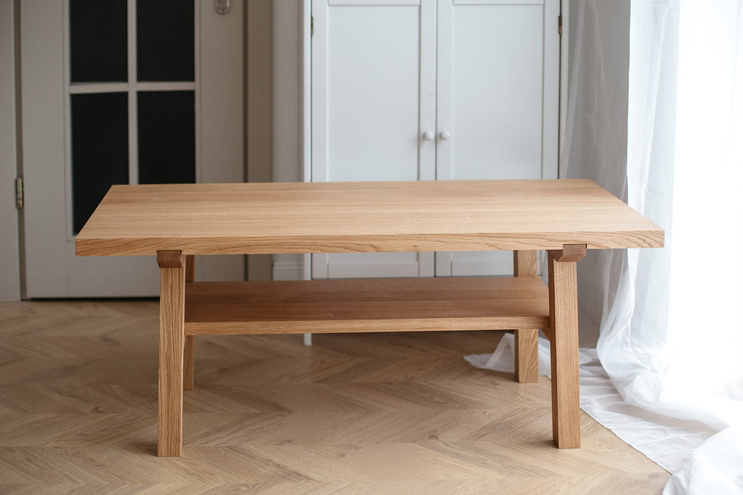 Scandinavian Style Wooden Coffee Table – Handmade Natural Oak Design
