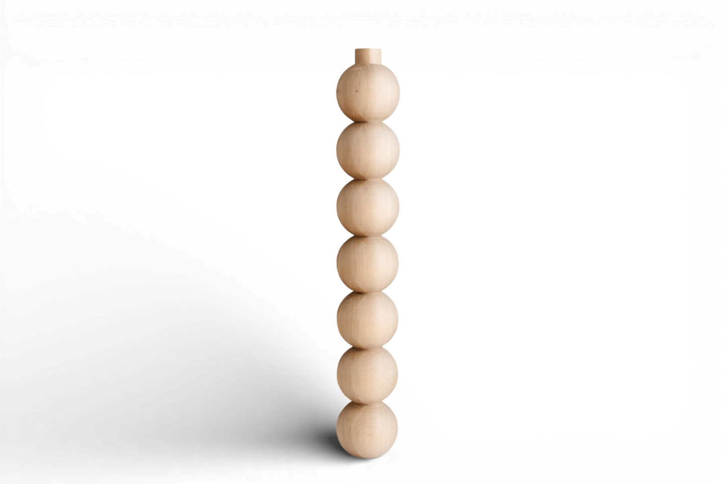 Wooden Furniture Leg with Seven Sphere Details – Lathe-Turned Table Support, H760 mm