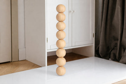 Turned Wooden Table Leg – Eight Sphere Design, 656 mm