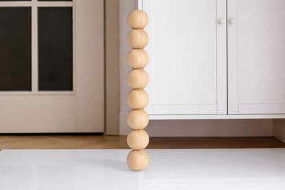 Turned Wooden Table Leg – Eight Sphere Design, 656 mm
