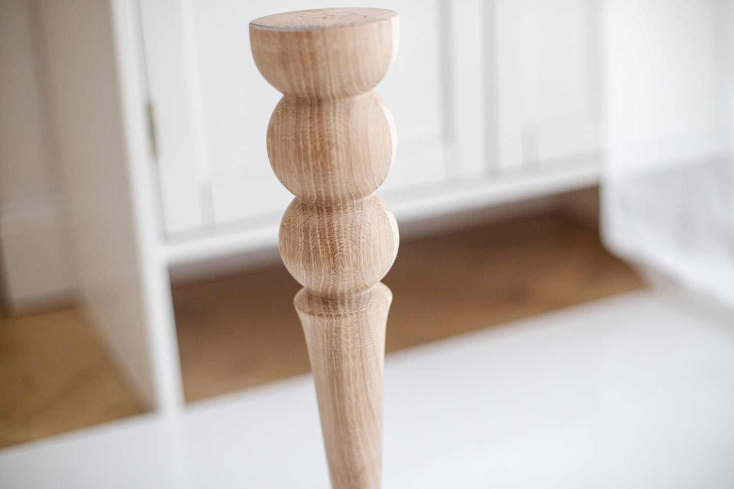 Tapered Wooden Furniture Legs with Double Ball Detail – Lathe-Turned Design, H350 mm