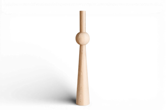 Wooden Furniture Leg with Sphere Detail – Lathe-Turned Table Support, H760 mm