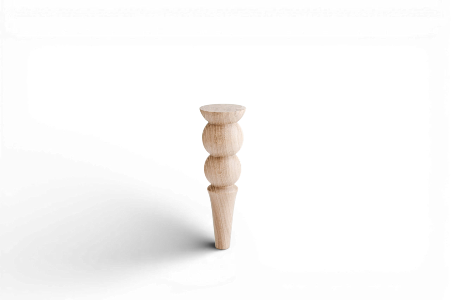 Tapered Wooden Furniture Legs with Double Ball Detail – Lathe-Turned Design, H250 mm