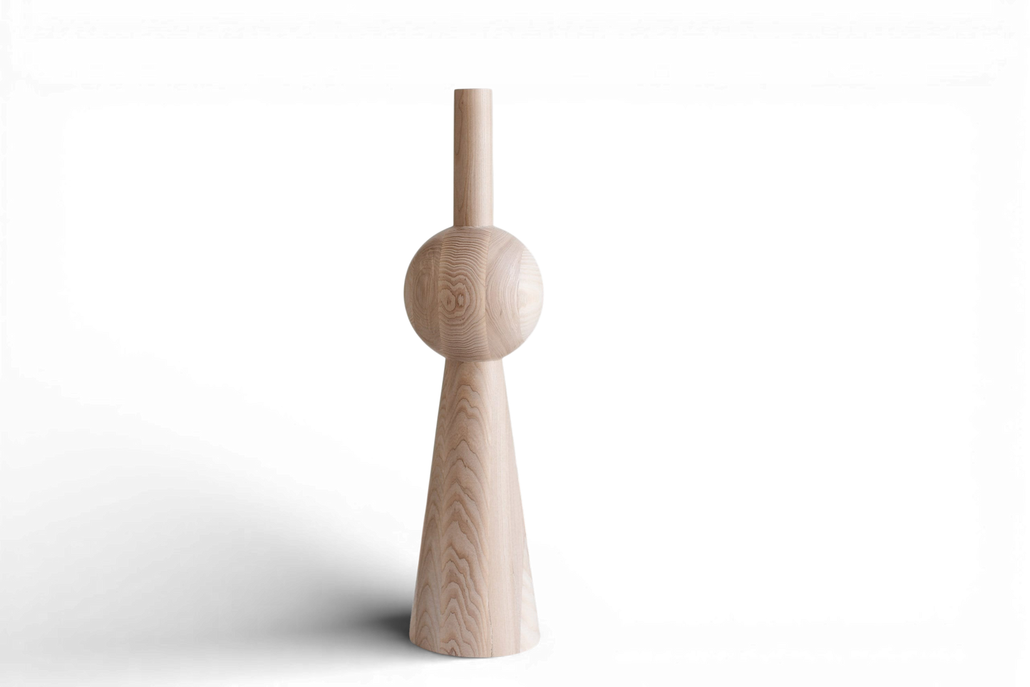 Tapered Wooden Furniture Leg with Sphere Detail – Lathe-Turned Design, H670 mm