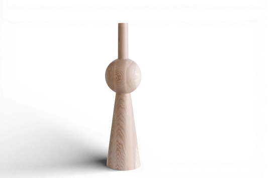 Tapered Wooden Furniture Leg with Sphere Detail – Lathe-Turned Design, H670 mm