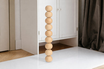 Turned Wooden Table Leg – Nine Sphere Design, 739 mm