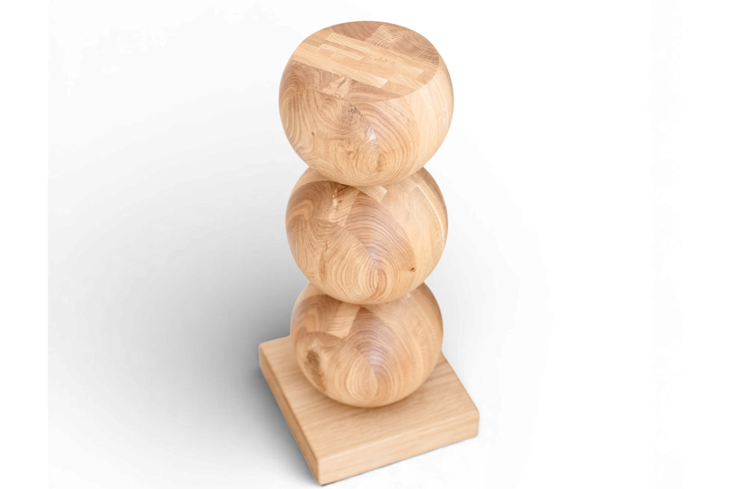Elegant Wooden Bedside Table with Central Sphere Accent – Handmade Design, H580 mm