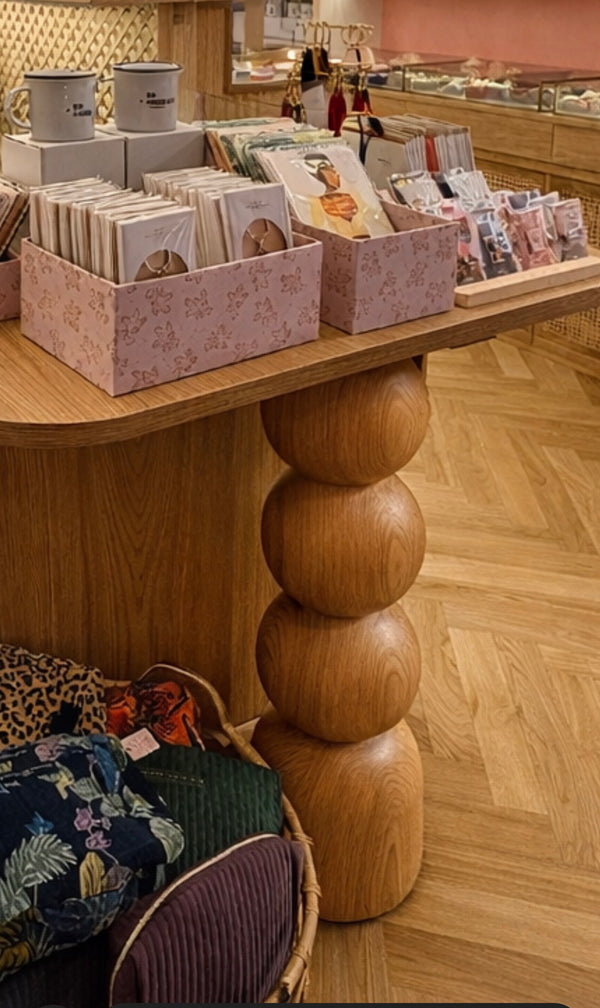 Wooden Furniture Leg with Five Sphere Details – Lathe-Turned Design, H730 mm