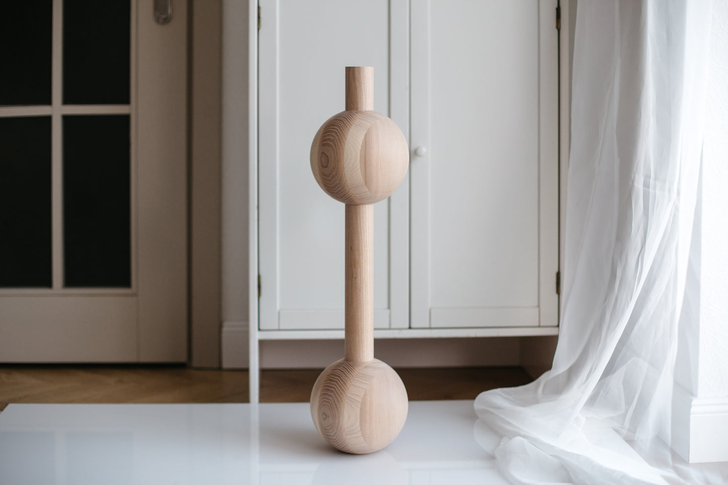 Wooden Furniture Leg with Four Sphere Details – Handmade Design, Set of 3, H670 mm