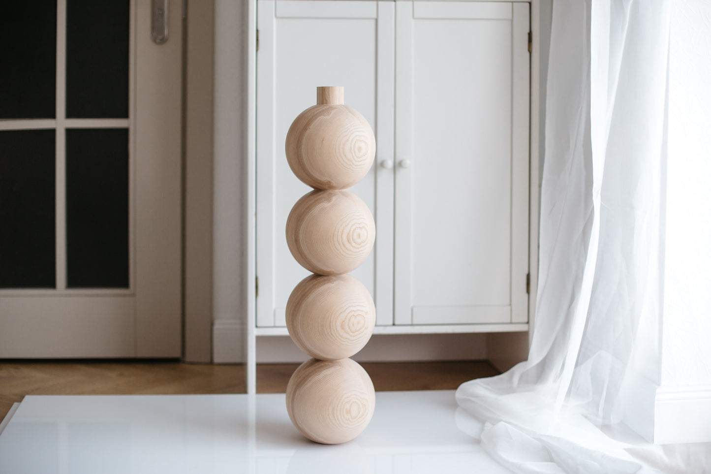 Wooden Furniture Leg with Four Sphere Details – Handmade Design, Set of 3, H670 mm