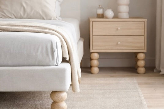 Round Turned Wooden Furniture Leg with Triple Sphere Detail – Handmade, H244 mm
