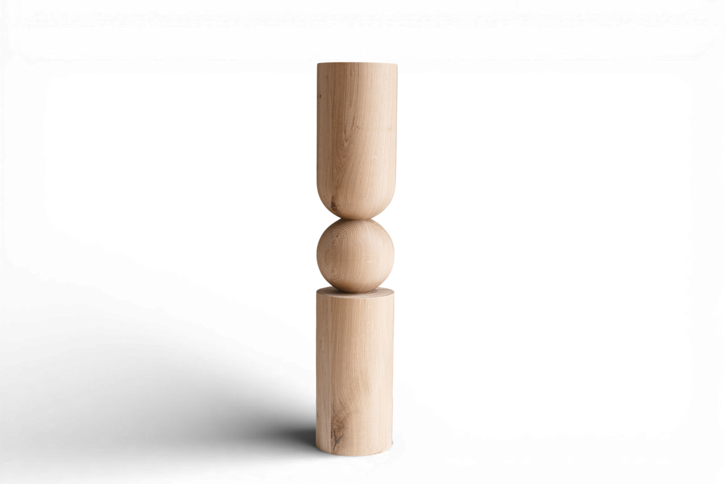 Wooden Table & Bar Leg with Sphere Detail – Handmade Design, H690 mm