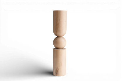Wooden Table & Bar Leg with Sphere Detail – Handmade Design, H690 mm