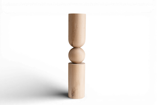 Wooden Table & Bar Leg with Sphere Detail – Handmade Design, H690 mm