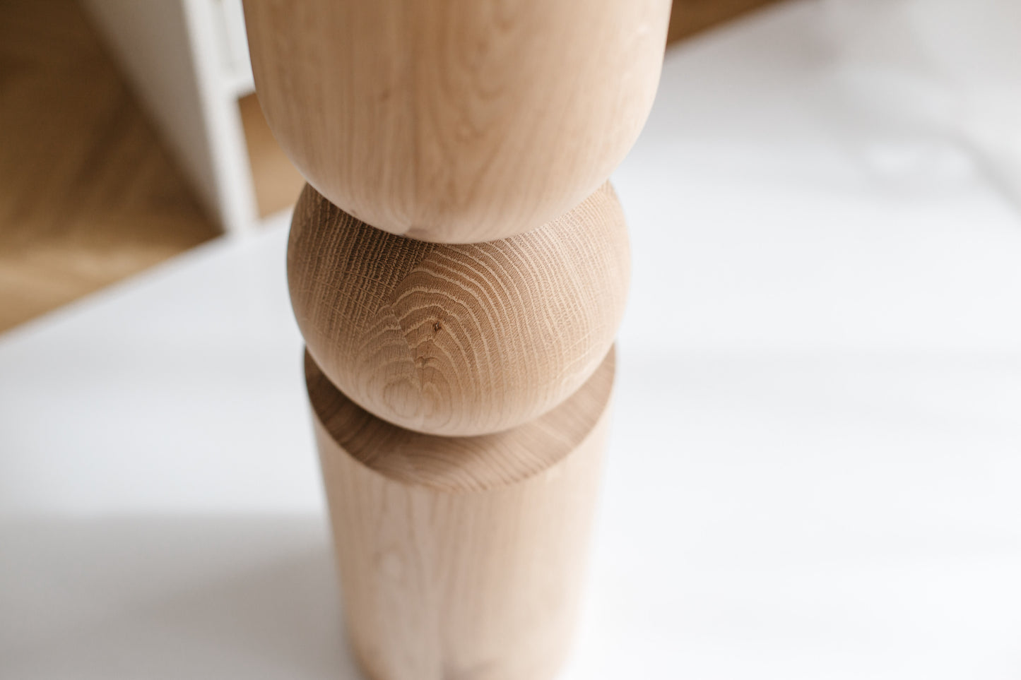 Wooden Table & Bar Leg with Sphere Detail – Handmade Design, H690 mm
