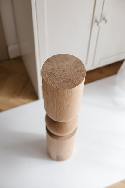 Wooden Table & Bar Leg with Sphere Detail – Handmade Design, H690 mm