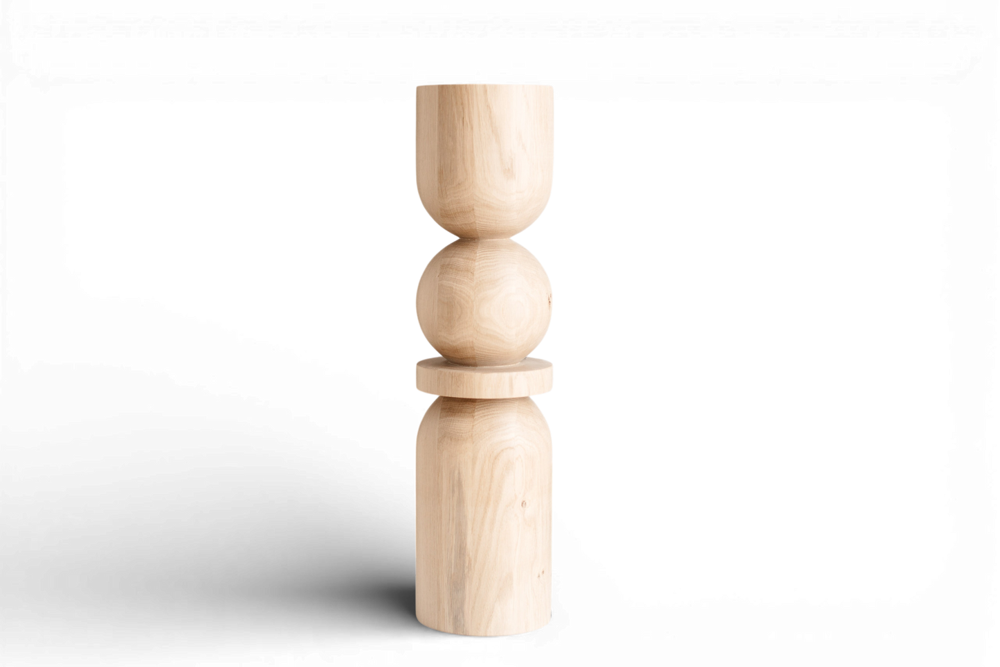 Wooden Table & Bar Leg with Center Sphere Detail – Lathe-Turned Design, H710 mm