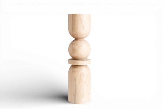 Wooden Table & Bar Leg with Center Sphere Detail – Lathe-Turned Design, H710 mm