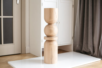 Wooden Table & Bar Leg with Center Sphere Detail – Lathe-Turned Design, H710 mm