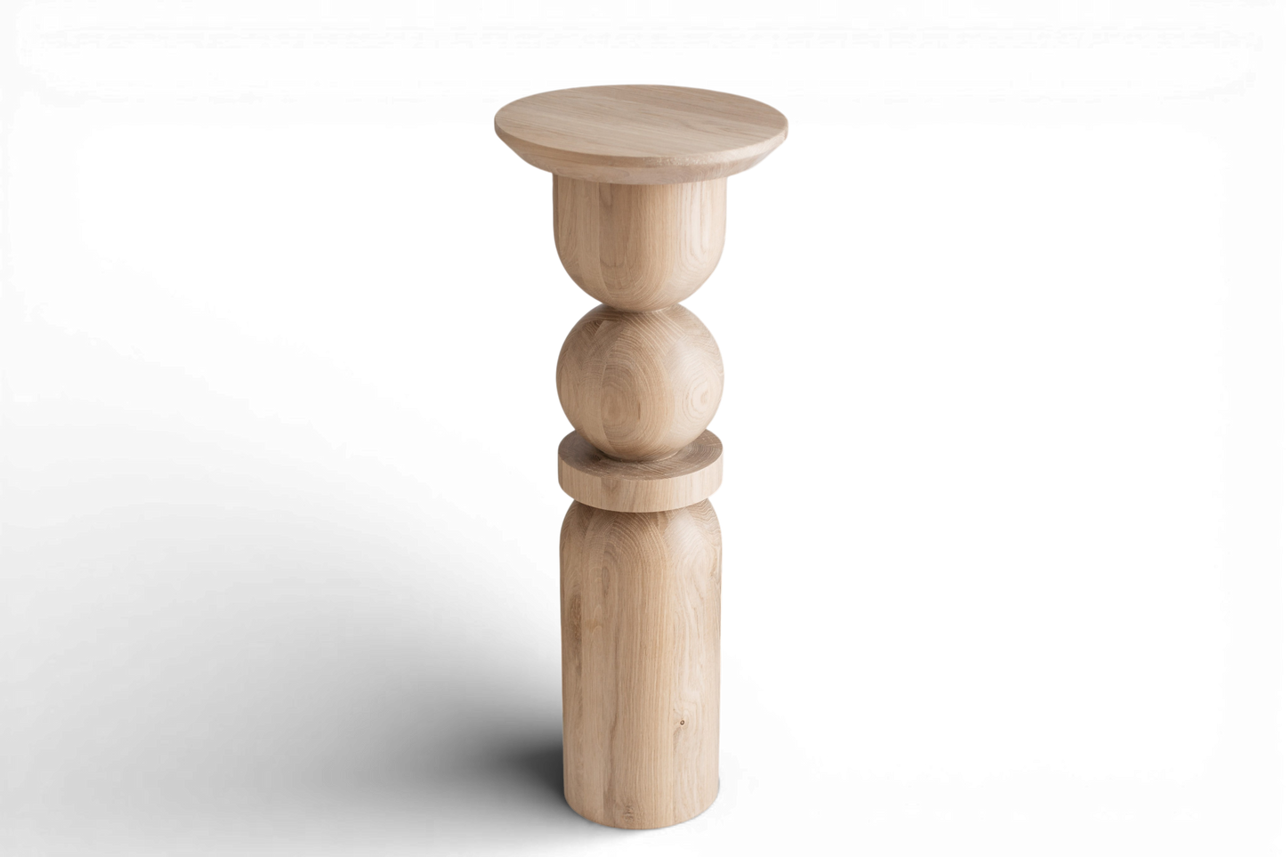 Wooden Pedestal Stand – Side Table or Plant Holder, Lathe-Turned Design, H900 mm