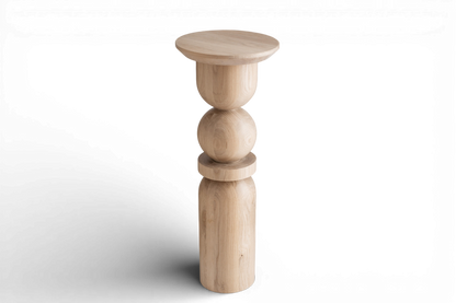 Wooden Pedestal Stand – Side Table or Plant Holder, Lathe-Turned Design, H900 mm