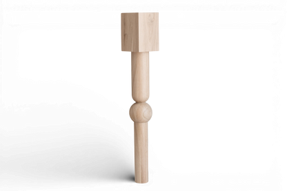 Wooden Table & Bar Leg with Square Top – Lathe-Turned Design, H900 mm