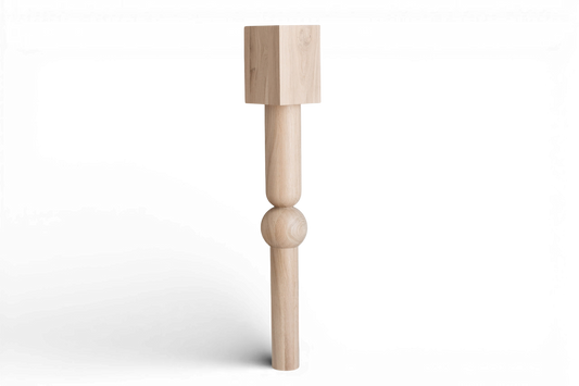 Wooden Table & Bar Leg with Square Top – Lathe-Turned Design, H900 mm