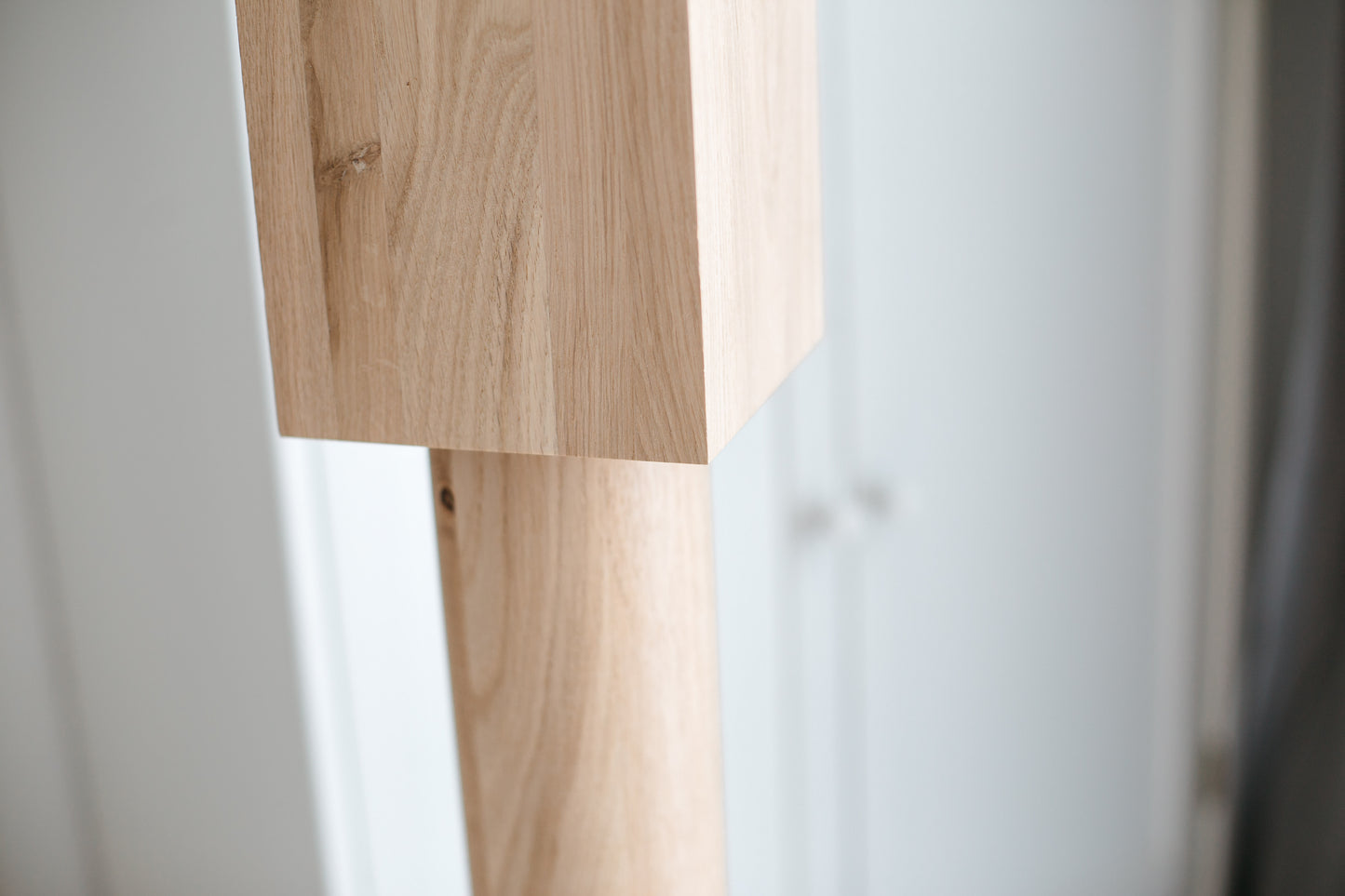 Wooden Table & Bar Leg with Square Top – Lathe-Turned Design, H900 mm