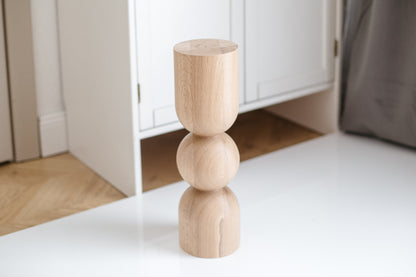 Natural Wooden Coffee Table Leg with Sphere Detail – Lathe-Turned Design, H400 mm