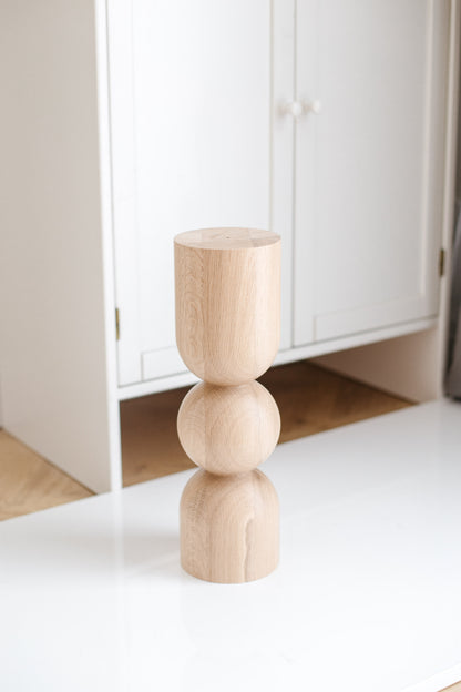 Natural Wooden Coffee Table Leg with Sphere Detail – Lathe-Turned Design, H400 mm