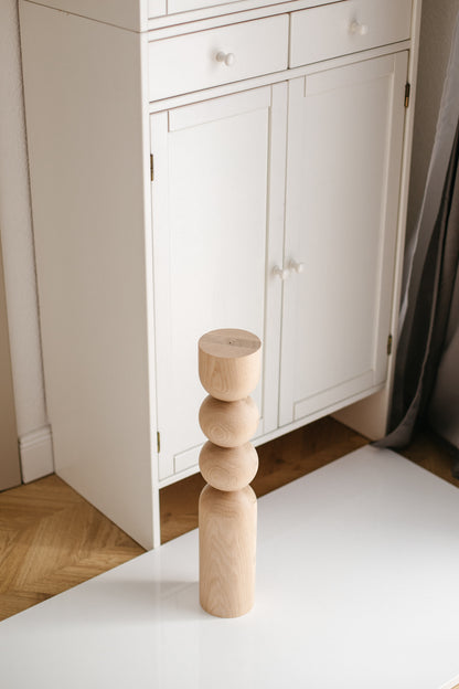 Natural Wooden Coffee Table Leg with Dual Sphere Detail – Handmade Design, H540 mm