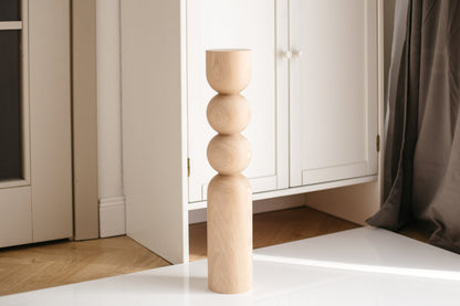 Natural Wooden Coffee Table Leg with Dual Sphere Detail – Handmade Design, H540 mm