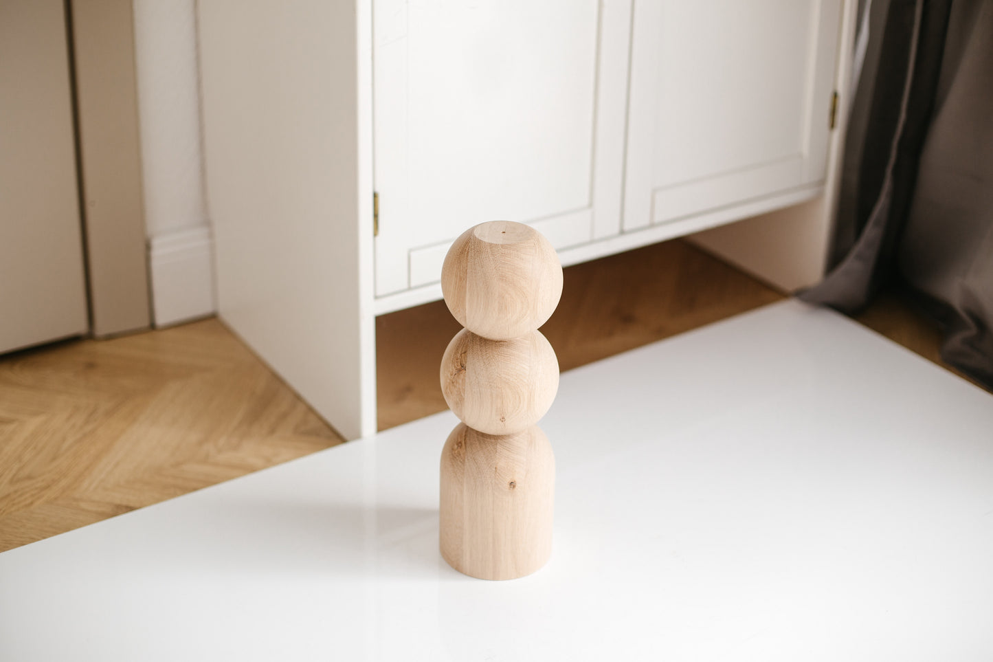 Wooden Furniture Legs with Dual Sphere Details – Handmade Design, H305 mm