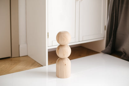Wooden Furniture Legs with Dual Sphere Details – Handmade Design, H305 mm