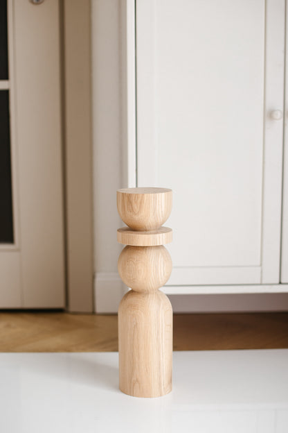 Natural Wooden Coffee Table Leg with Sphere Detail – Handmade Design, H380 mm