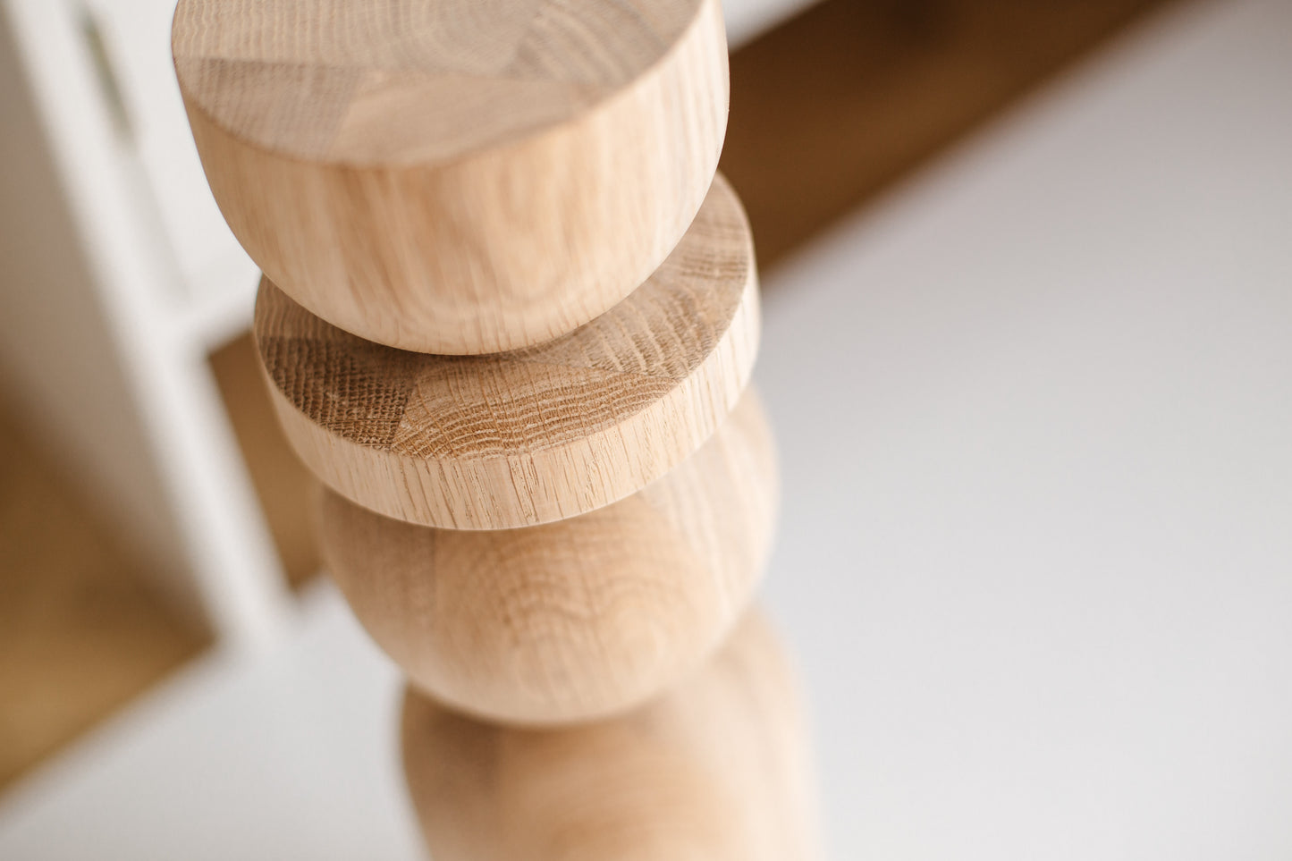 Natural Wooden Coffee Table Leg with Sphere Detail – Handmade Design, H380 mm