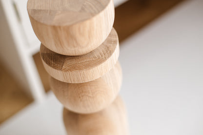 Natural Wooden Coffee Table Leg with Sphere Detail – Handmade Design, H380 mm