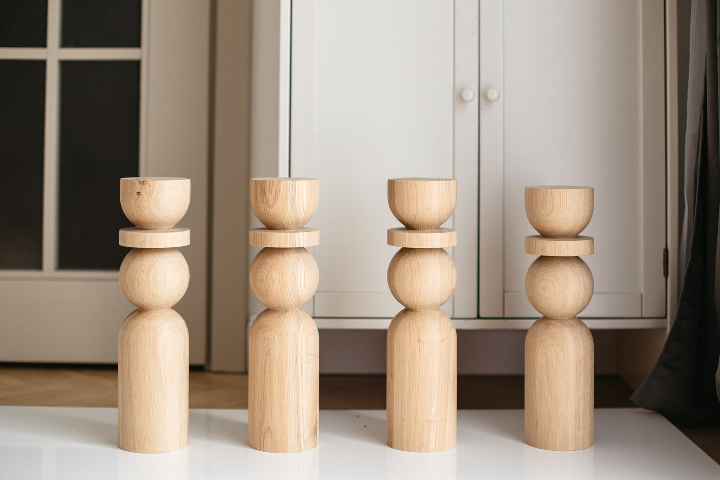Natural Wooden Coffee Table Leg with Sphere Detail – Handmade Design, H380 mm